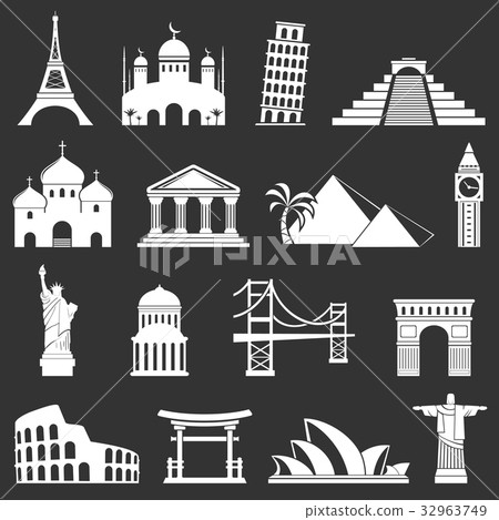 Famous international landmarks icons Famous international landmarks icons 32963749