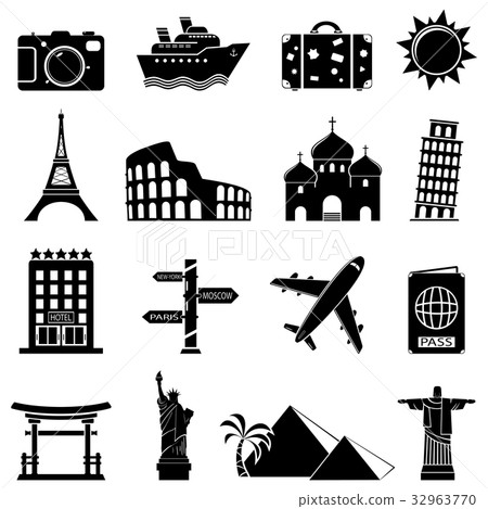 Vector travel and landmarks icons 32963770