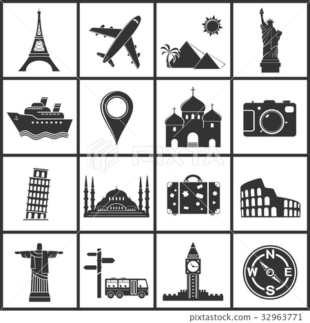 Vector travel and landmarks icons 32963771