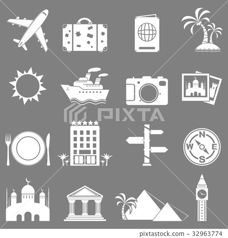 Travel and landmarks icons set 32963774