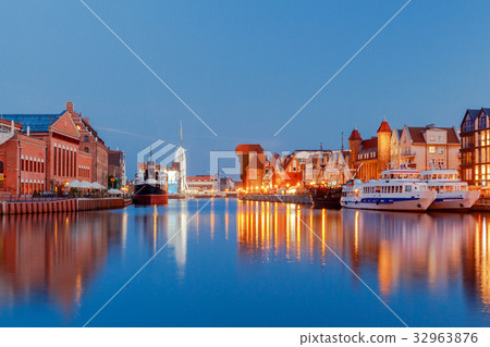 Gdansk. Central embankment at night. Gdansk. Central embankment at night. 32963876