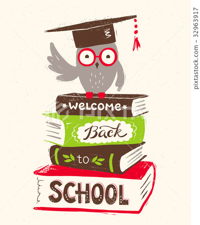 Owl sitting on books 32963917