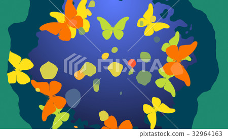 Orange and yellow butterflies flying Orange and yellow butterflies flying 32964163