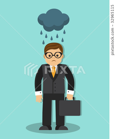 Sad businessman in the rain Sad businessman in the rain 32965115