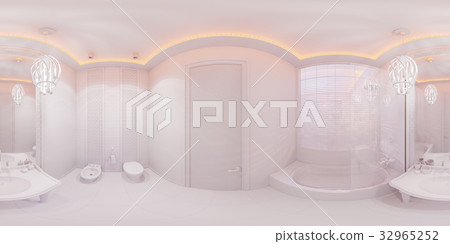 3d illustration 360 degrees panorama bathroom 3d illustration 360 degrees panorama bathroom 32965252