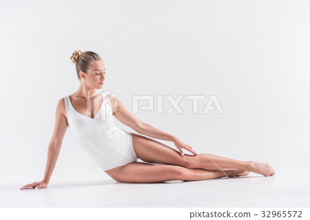 Thoughtful youthful sporty girl resting after 32965572