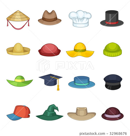 Hat cap icons set, cartoon style 32968676