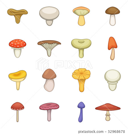 Mushroom icons set, cartoon style 32968678