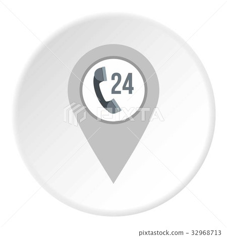 Gray map pointer with phone handset sign icon - Stock Illustration ...