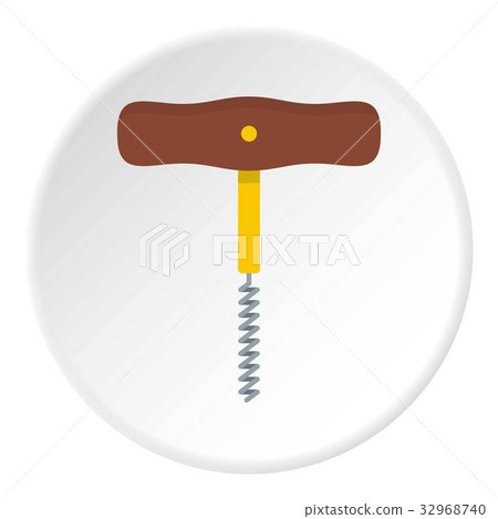 Corkscrew with wooden handle icon circle Corkscrew with wooden handle icon circle 32968740