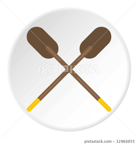 Two wooden crossed oars icon circle Two wooden crossed oars icon circle 32968855
