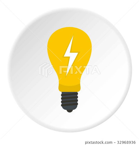 Light bulb with lightning inside icon circle - Stock Illustration ...