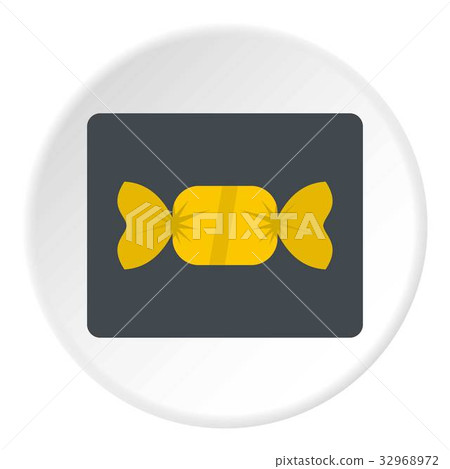 Candy in yellow wrap icon circle 32968972