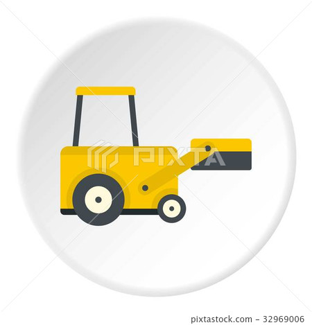 Yellow truck to lift cargo icon circle Yellow truck to lift cargo icon circle 32969006