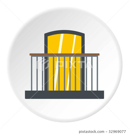 Balcony with iron railing i icon circle 32969077