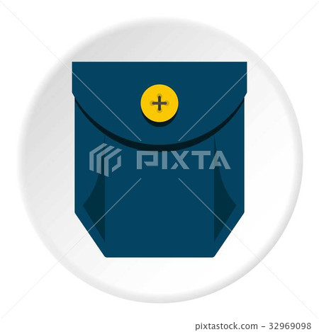 Blue jeans pocket with yellow button icon circle - Stock Illustration ...