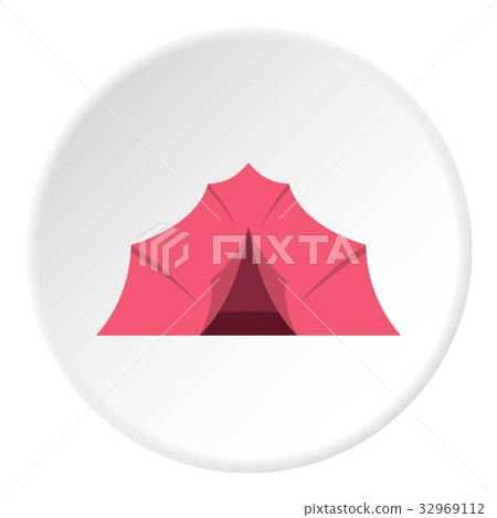Pink tent for camping icon circle 32969112