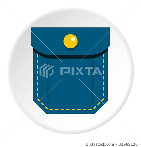 Blue pocket with yellow button icon circle Blue pocket with yellow button icon circle 32969120