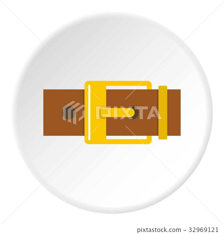 Belt with yellow square buckle icon circle 32969121