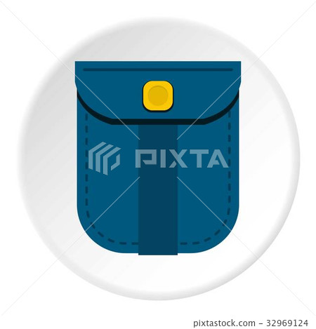 Blue shirt pocket with yellow button icon circle 32969124