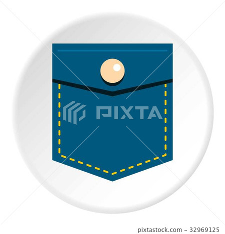 Blue jeans pocket with button icon circle 32969125