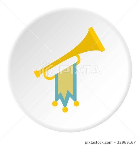Trumpet with flag icon circle Trumpet with flag icon circle 32969167
