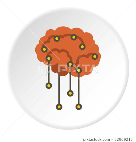Sensors on human brain icon circle - Stock Illustration [32969213] - PIXTA