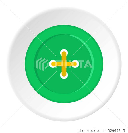 Green sewing button icon circle 32969245
