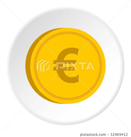 Gold coin with euro sign icon circle - Stock Illustration [32969412 ...