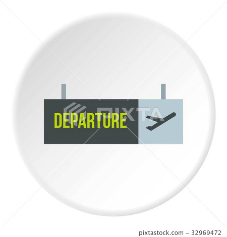 Sign of departure at the airport icon circle 32969472