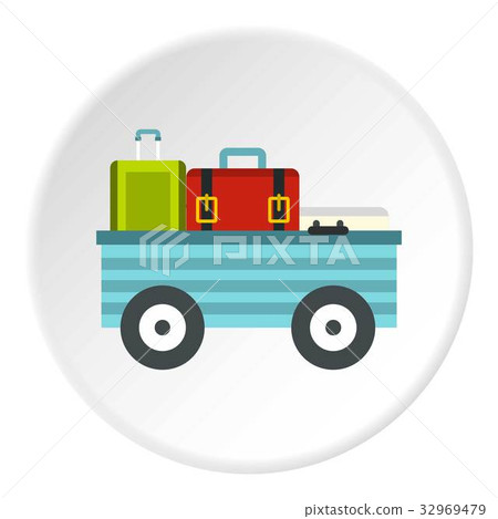 Freight trolley with loaded baggage icon circle Freight trolley with loaded baggage icon circle 32969479