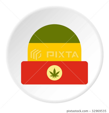 Hat in rastafarian colors icon circle Hat in rastafarian colors icon circle 32969535