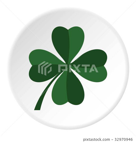 Green four leaf clover icon circle 32970946
