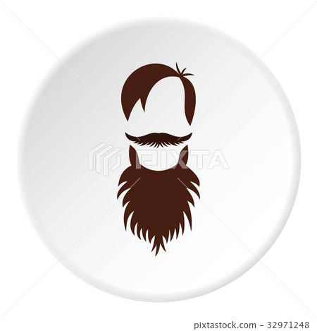 Men hairstyle with beard and mustache icon circle - Stock Illustration  [32971248] - PIXTA