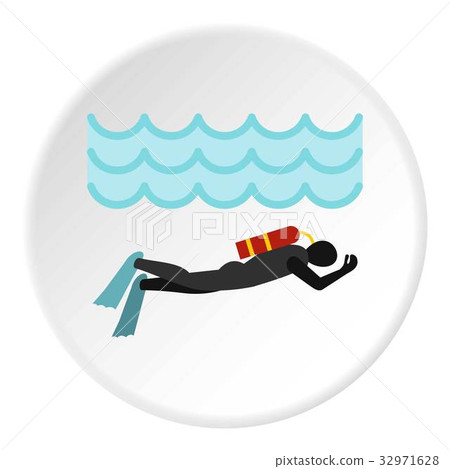 Aqualanger in diving suit icon circle 32971628