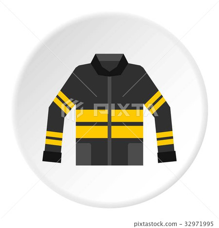 Black and yellow firefighter jacket icon circle Black and yellow firefighter jacket icon circle 32971995