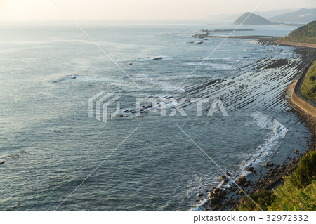 Aoshima Island coast with washboard of demon 32972332