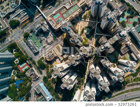 Aerial view of city in Hong Kong Aerial view of city in Hong Kong 32973261
