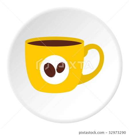 Yellow cup of coffee icon circle 32973290