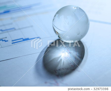Stock market chart with Glass globe 32973398