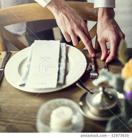 Butler prepare the dish and kitchen utensil Butler prepare the dish and kitchen utensil 32973638