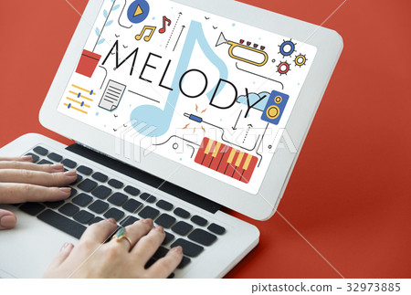 Music Note Melody Sound Play Word Graphic 32973885