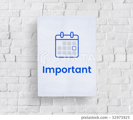 Illustration of personal organizer calendar on brick wall 32973925