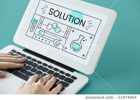Illustration of science chemistry experiment study on laptop 32974064