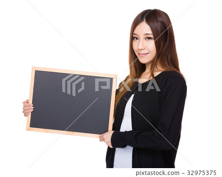 Asian woman show with chalkboard Asian woman show with chalkboard 32975375