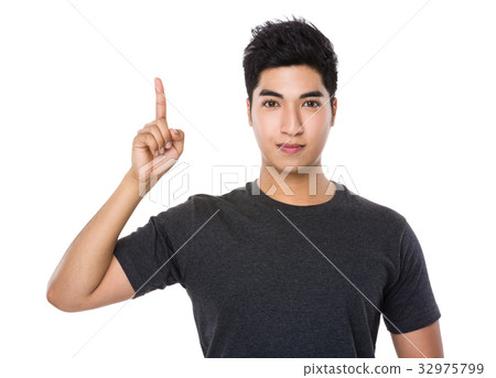 Asian man with finger point up 32975799