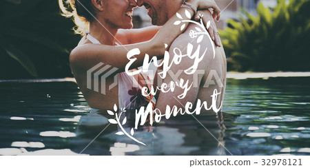 Enjoy Moment Things Positive Words Phrase Graphic 32978121