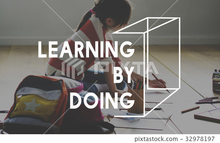 Learning By Doing Word on Kids Background Learning By Doing Word on Kids Background 32978197
