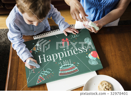 Celebration birthday party surprise events icon and word 32978401