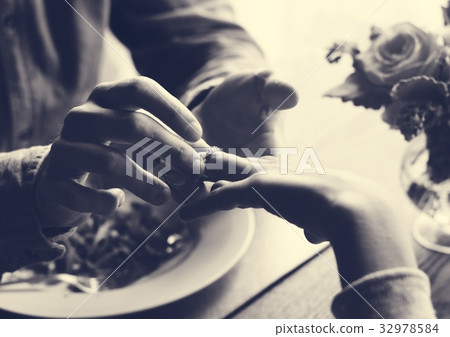 Man propose for the lady with the ring at dinner Man propose for the lady with the ring at dinner 32978584